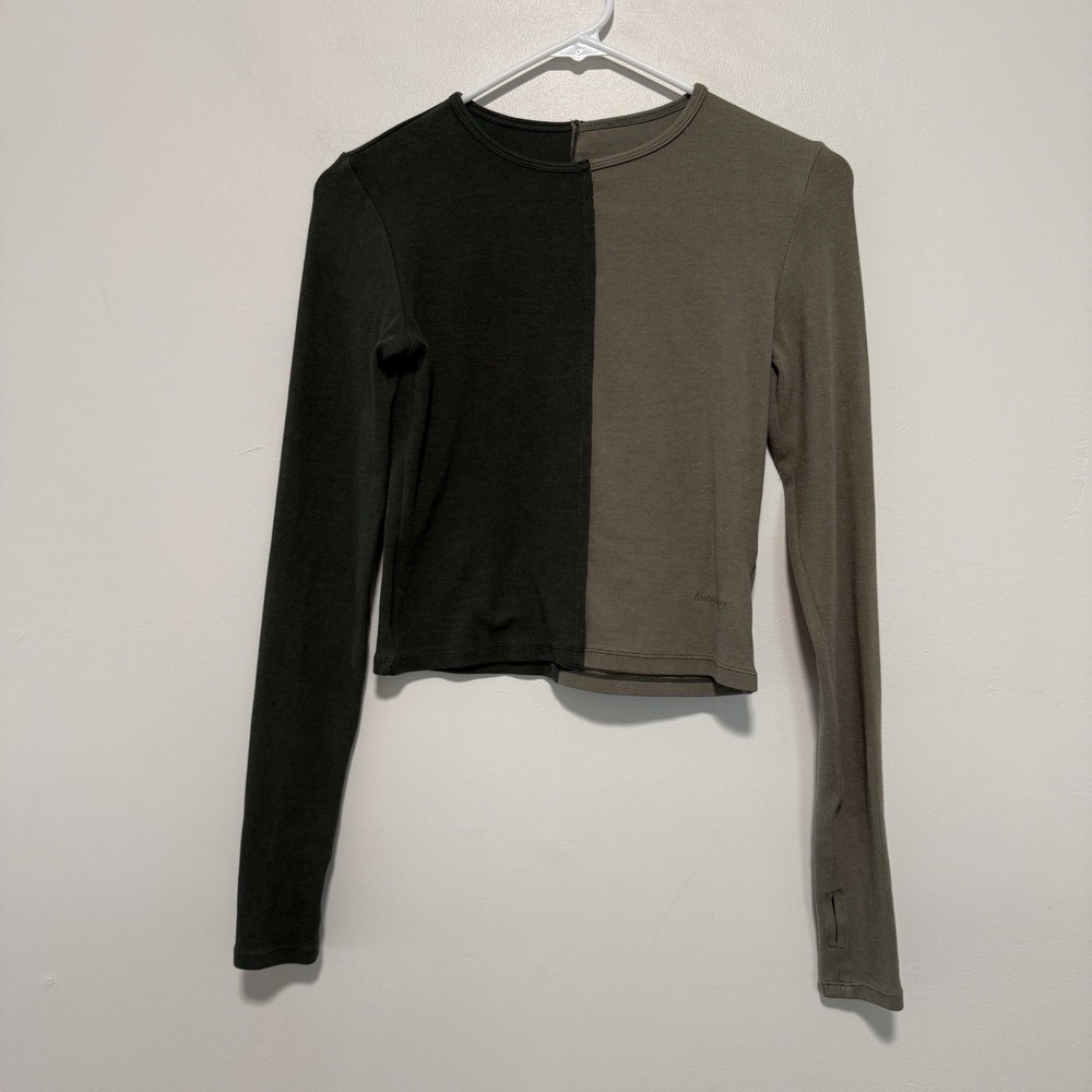 Adanola Sport Green Colorblock Long Sleeve Top Size Small